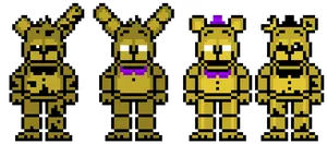 Pixelated Fredbear Characters PNG image