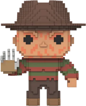 Pixelated Freddy Krueger Figure PNG image