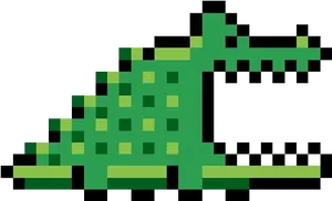 Pixelated Green Crocodile PNG image