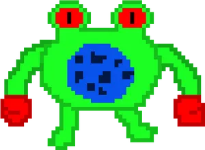 Pixelated Green Frog Artwork PNG image