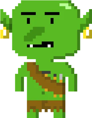 Pixelated Green Goblin Portrait PNG image