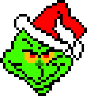 Pixelated Grinch Portrait PNG image