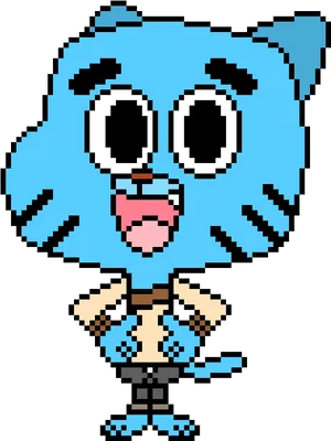 Pixelated Gumball Watterson PNG image