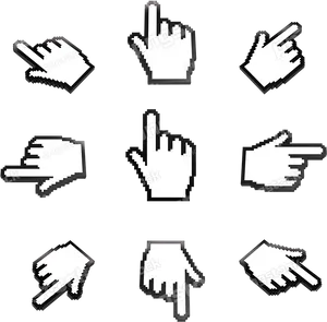 Pixelated Hand Cursor Icons