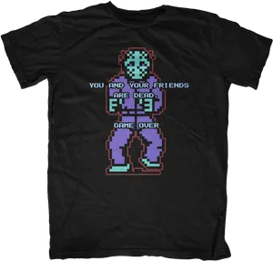 Pixelated Jason Voorhees Game Over T Shirt PNG image