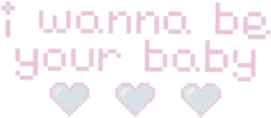 Pixelated Love Phrasewith Hearts PNG image