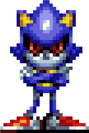 Pixelated Metal Sonic Standing PNG image