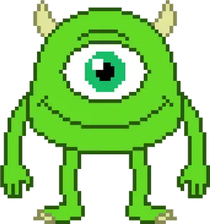 Pixelated Mike Wazowski PNG image