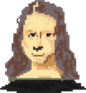 Pixelated Mona Lisa Portrait PNG image