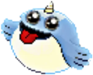 Pixelated Narwhal Cartoon Character PNG image