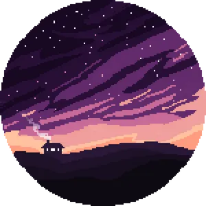 Pixelated Night Sky Landscape