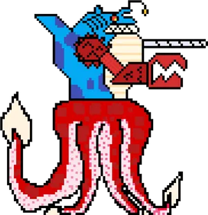 Pixelated Octopus Knight PNG image