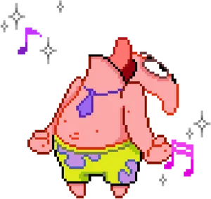 Pixelated Patrick Star Dancing PNG image