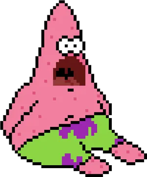 Pixelated Patrick Star Surprised PNG image