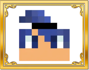 Pixelated Portraitin Golden Frame PNG image