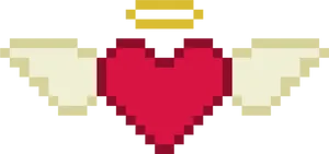 Pixelated Red Heart With Wings PNG image