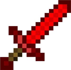 Pixelated Red Sword Graphic PNG