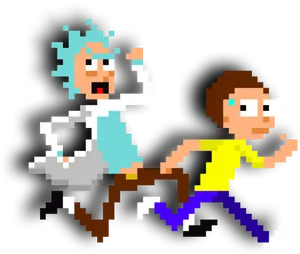 Pixelated Rickand Morty Adventure PNG image