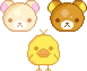 Pixelated Rilakkuma Friends PNG