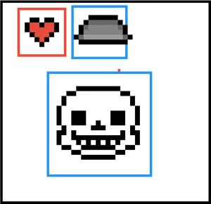 Pixelated_ Sans_ Face_and_ Icons PNG image