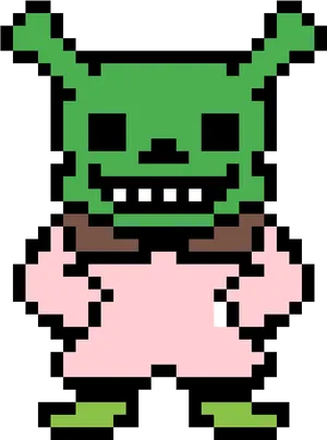 Pixelated Shrek Character Art PNG image