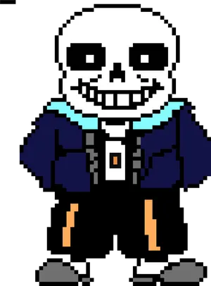 Pixelated_ Skeleton_ Character_ Sans PNG image