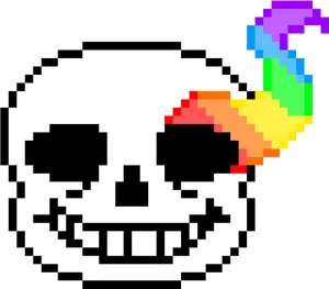 Pixelated_ Skull_with_ Colorful_ Eye PNG image