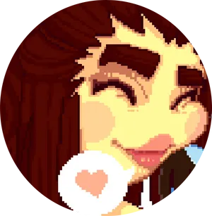 Pixelated Smiling Facewith Donut PNG image