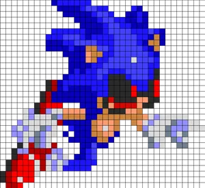 Pixelated Sonic E X E Portrait PNG image