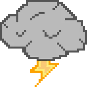 Pixelated Storm Cloudwith Lightning PNG image