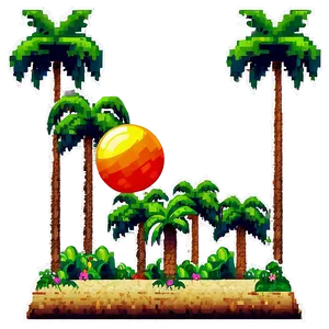 Pixelated Tropical Island PNG 59