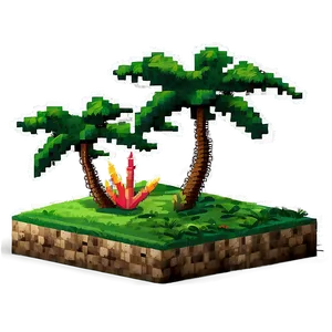 Pixelated Tropical Island PNG 7 PNG