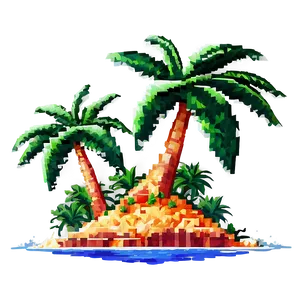 Pixelated Tropical Island PNG Cag PNG