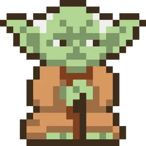 Pixelated Yoda Portrait PNG image