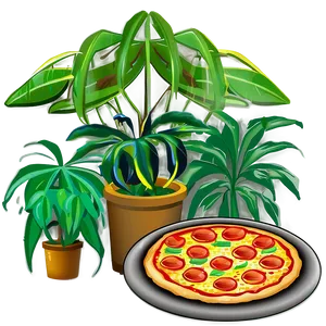 Pizza Cartoon In Jungle PNG 06272024