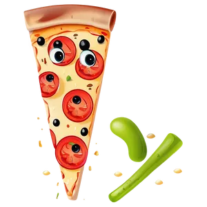 Pizza Cartoon With Face PNG 75