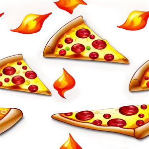 Pizza Cartoon With Flames PNG 06272024