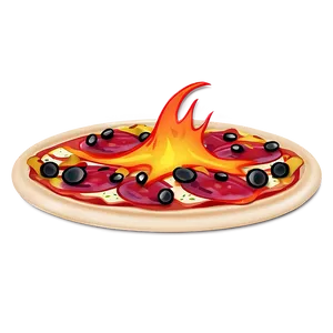 Pizza Cartoon With Flames PNG 06272024