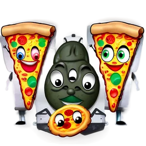 Pizza Cartoon With Friends PNG Ryo PNG