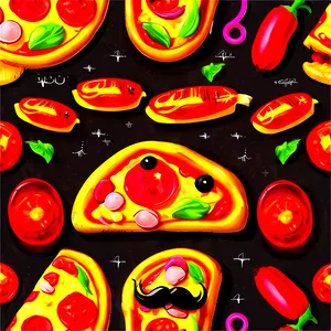 Pizza Cartoon With Mustache PNG 06272024 PNG