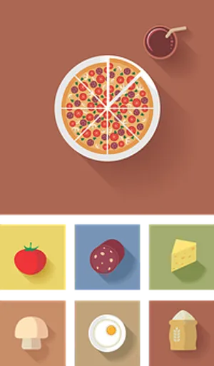 Pizzaand Ingredients Icon Set