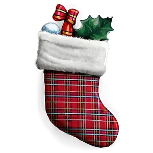 Plaid Christmas Stocking PNG Xko40 PNG