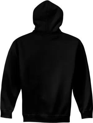 Plain Black Hoodie Back View PNG