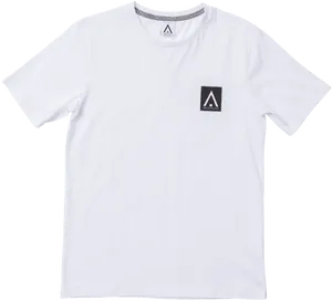 Plain White T Shirtwith Logo Patch PNG image