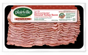 Plainville Farms Natural Uncured Turkey Bacon PNG image