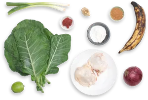 Plantainand Ingredients Layout PNG image