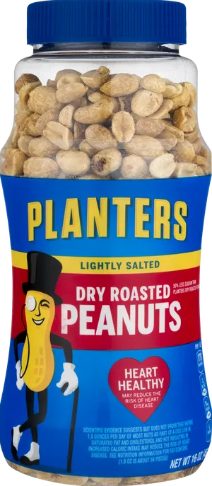 Planters Lightly Salted Dry Roasted Peanuts Product Image PNG