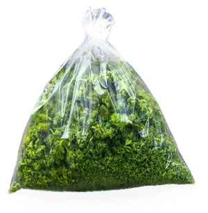 Plastic Bag Fullof Green Herbs PNG image