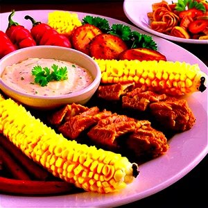 Plate Of Food For Party PNG 06262024