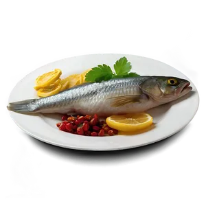 Plate Of Food With Fish PNG 06262024